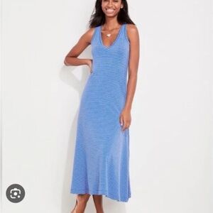 Vineyard Vines Striped Blue/White Maxi Dress Nautical Preppy Sz M Beachy Boho